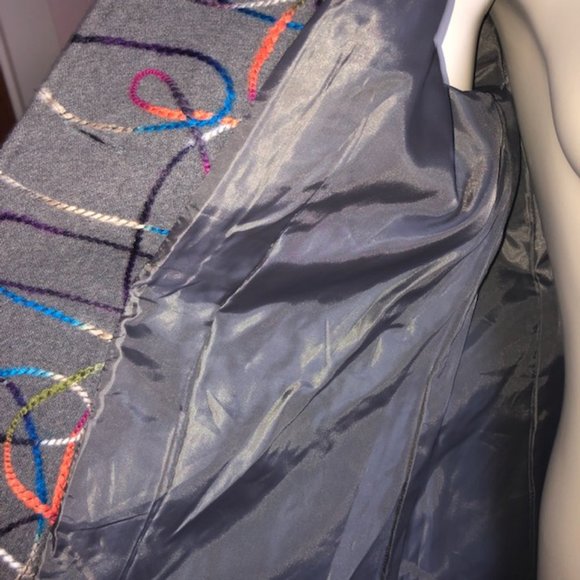 Blair Women’s Gray Wool Blend Blazer with Colorful Swirl Embroidery – Size 12 - Picture 6 of 12